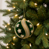 4" Green Velvet Ornament with Gold Beaded Star Accents Set Of 4
