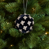 4" Dark Blue Velvet Ornament With Silver Butterflies Set Of 8