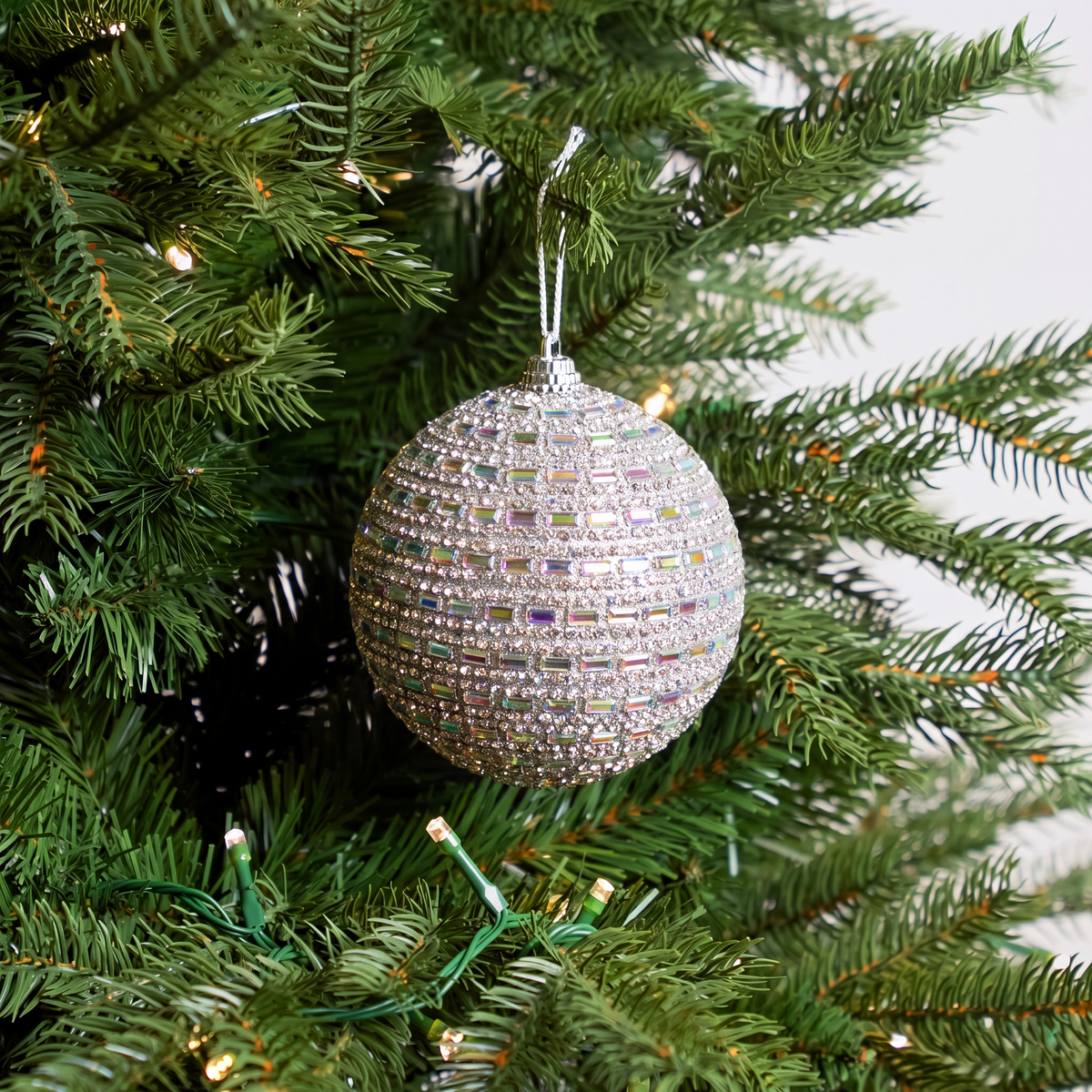 4" Silver Multicolor Jewel Ornament Set Of 8