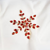 6" Red Jewel Snowflake Ornament Set Of 6