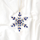 6" Blue Jewel Snowflake Ornament Set Of 6