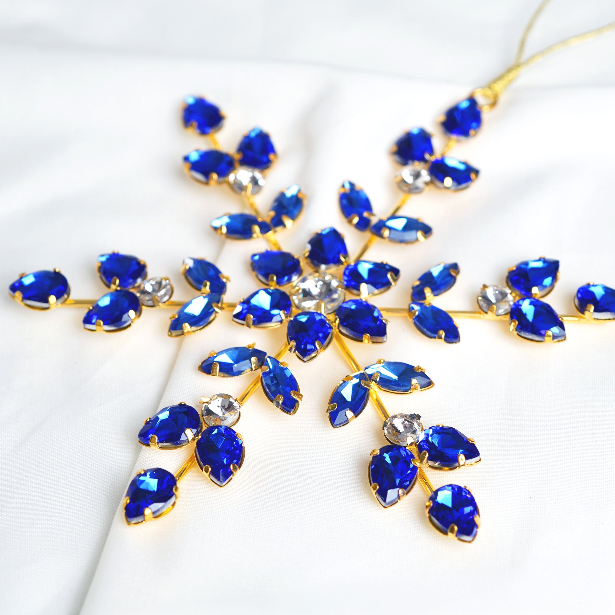 6" Blue Jewel Snowflake Ornament Set Of 6