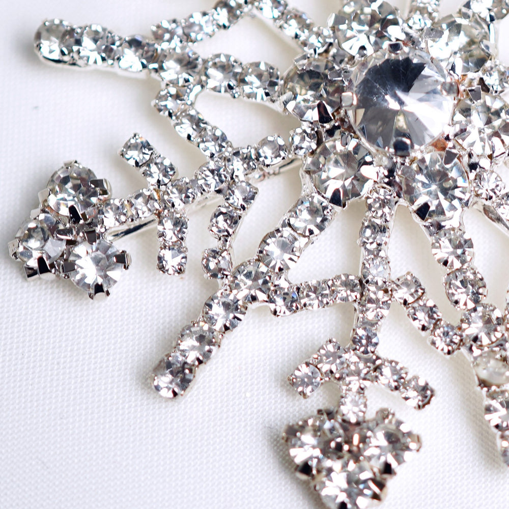 4" Clear Silver Jewel Snowflake Ornament Set Of 6