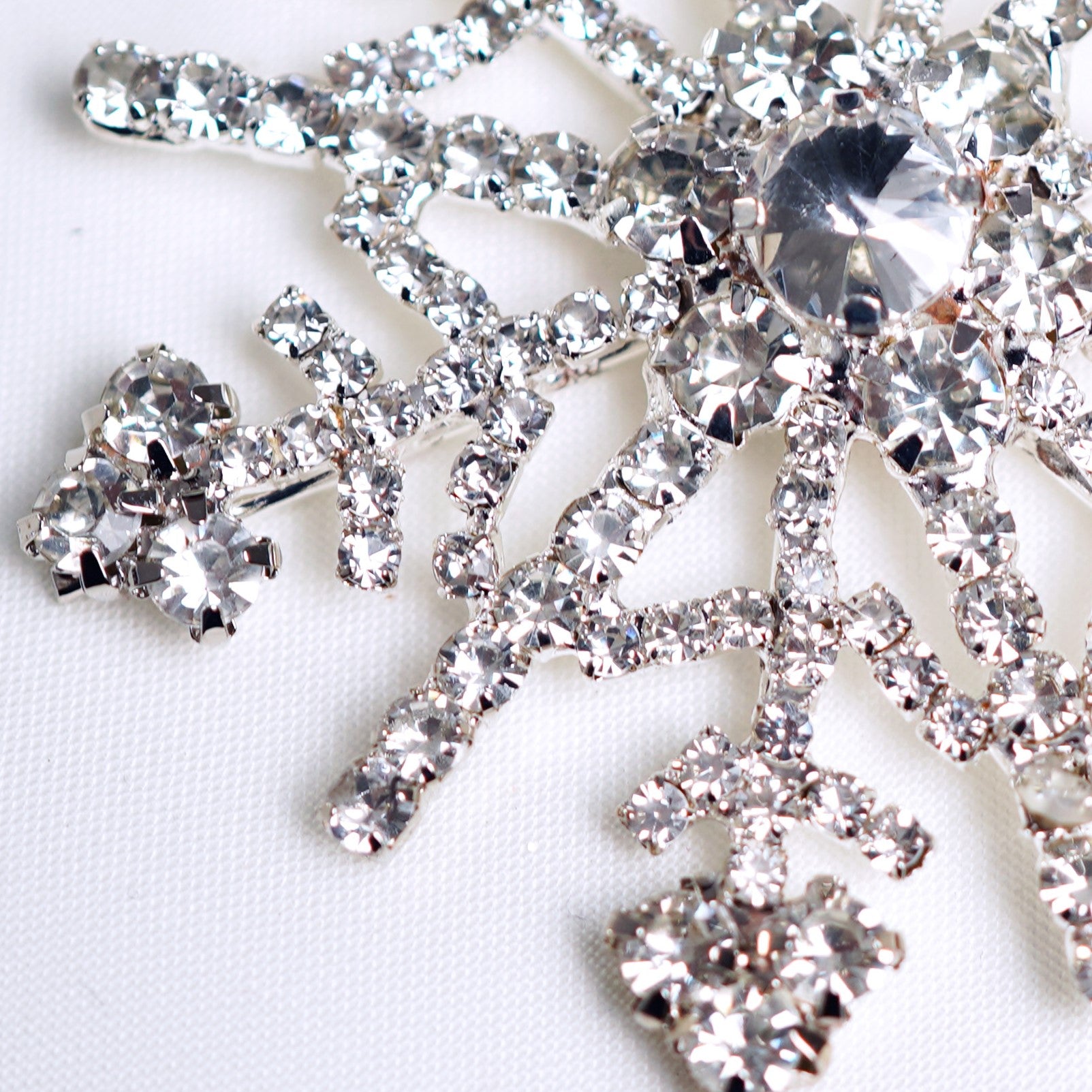 4" Clear Silver Jewel Snowflake Ornament Set Of 6