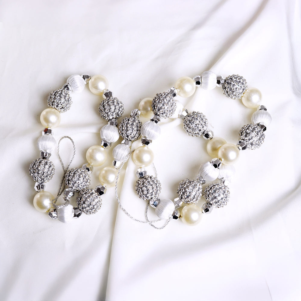 3 FT Silver Pearl Garland Set Of 4