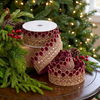 1.75" X 5YD Red Ribbon With Embroidered Gold Leaves