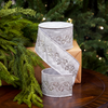 3" X 5YD Silver Flower Center Ribbon