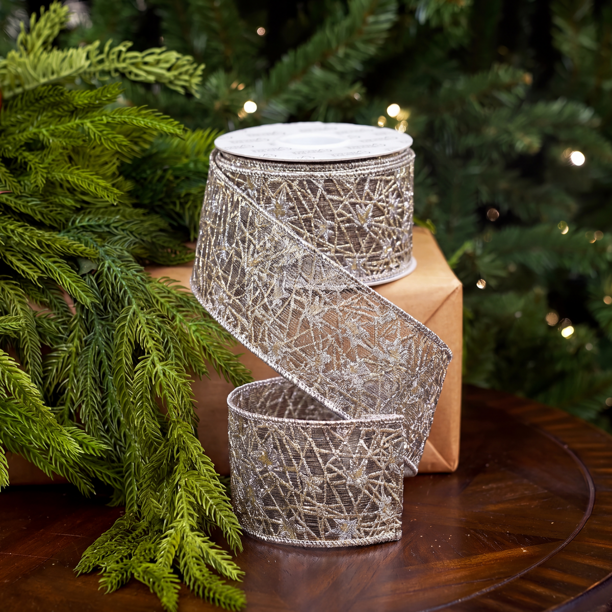 3" X 5YD Silver Lined Ribbon