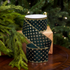 3" X 5YD Green Ribbon With Gold Sequin Diamond Edge