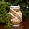 3" X 5YD Ivory Brown Embroidered Center Ribbon