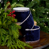 3" X 5YD Blue Velvet Ribbon With Silver Edge Trim