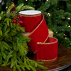 3" X 5YD Red Velvet Ribbon With Gold Edge Trim