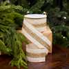3" X 5YD Ivory Ribbon With Gold Embroidered Center
