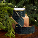 4" X 5YD Green Gold Sequin Embroidered Ribbon