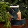 4" X 5YD Green Gold Sequin Embroidered Ribbon