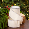 4" X 5YD White Velvet Ribbon With Silver Edge Trim