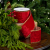 4" X 5YD Red Velvet Ribbon With Gold Edge Trim