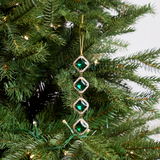 7" Green & Gold Hanging Stone Ornament Set of 8