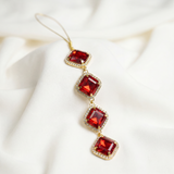 7" Red & Gold Hanging Stone Ornament Set Of 8