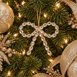 6" Gold Gem Bow Ornament Set Of 6