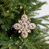 6" Gold Crystal Jeweled Floral Ornament Set Of 6