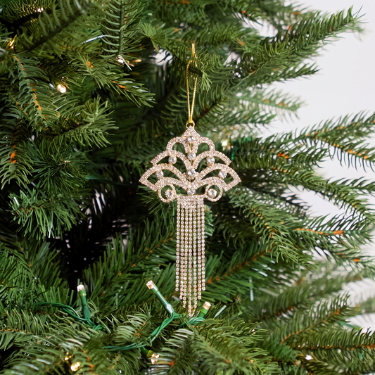 7" Gold Jewel Crown Ornament Set Of 6