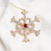 6" Gold Red Crystal Snowflake Ornament Set Of 6