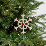 6" Gold Red Crystal Snowflake Ornament Set Of 6