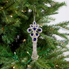 8" Blue & Silver Jewel Teardrop Ornament Set Of 6