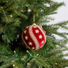 6" Red Velvet Ornament with Gold Beaded Star Accents Set Of 4