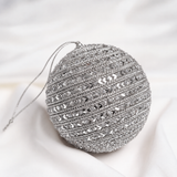 6" Silver Jewel Braided Ornament Set Of 4