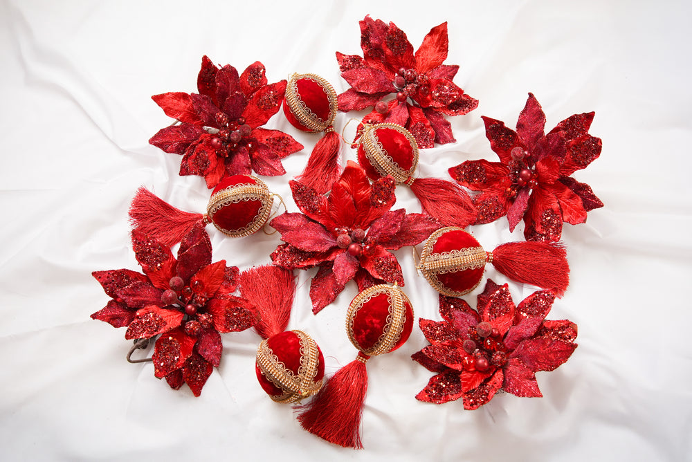 Red & Gold Opulence Ornament & Flower Bundle