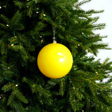 6" Yellow Shiny Ball Ornament Set Of 6