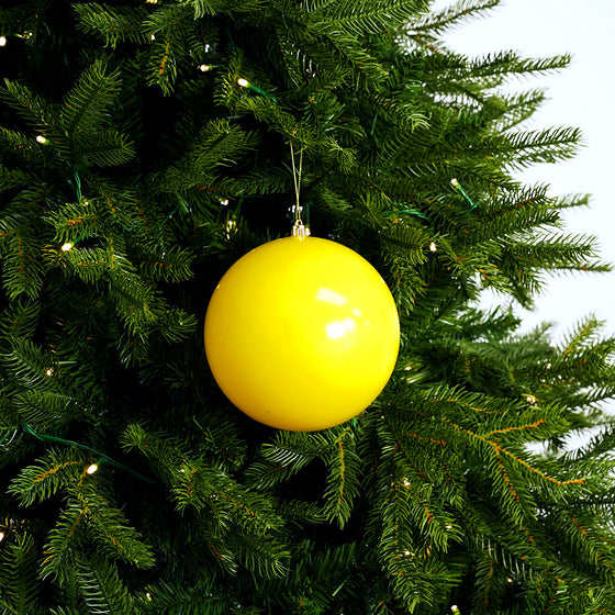 6" Yellow Shiny Ball Ornament Set Of 6