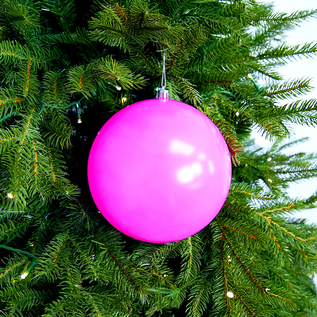 6" Neon Fuchsia Ball Ornament Set Of 6
