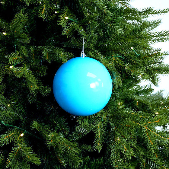 6" Light Blue Ball Ornament Set Of 6