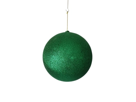 10" Green Glitter Shatterproof Ball Ornament Set Of 4