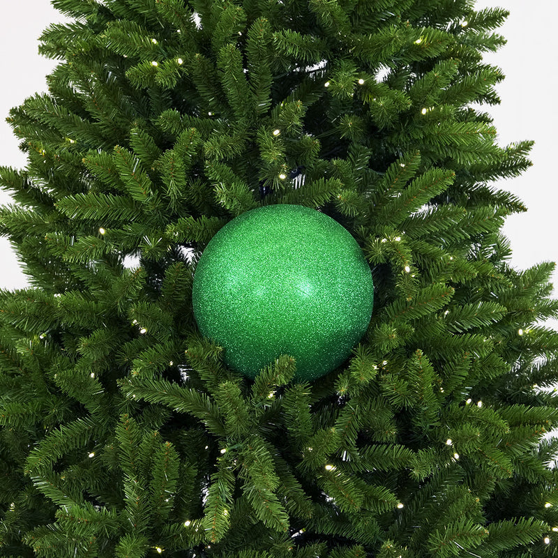 10" Green Glitter Shatterproof Ball Ornament Set Of 4