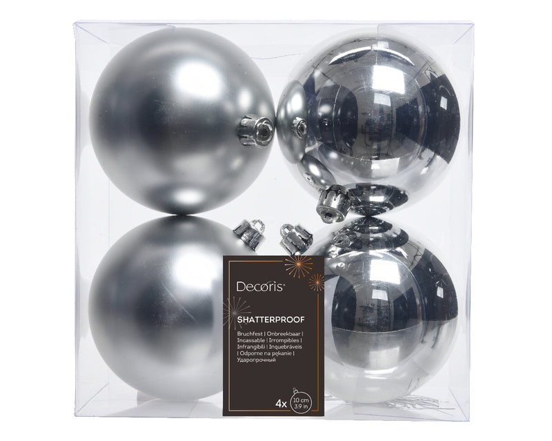 4" Shiny & Matte Shatterproof Ball Ornament Set Of 24