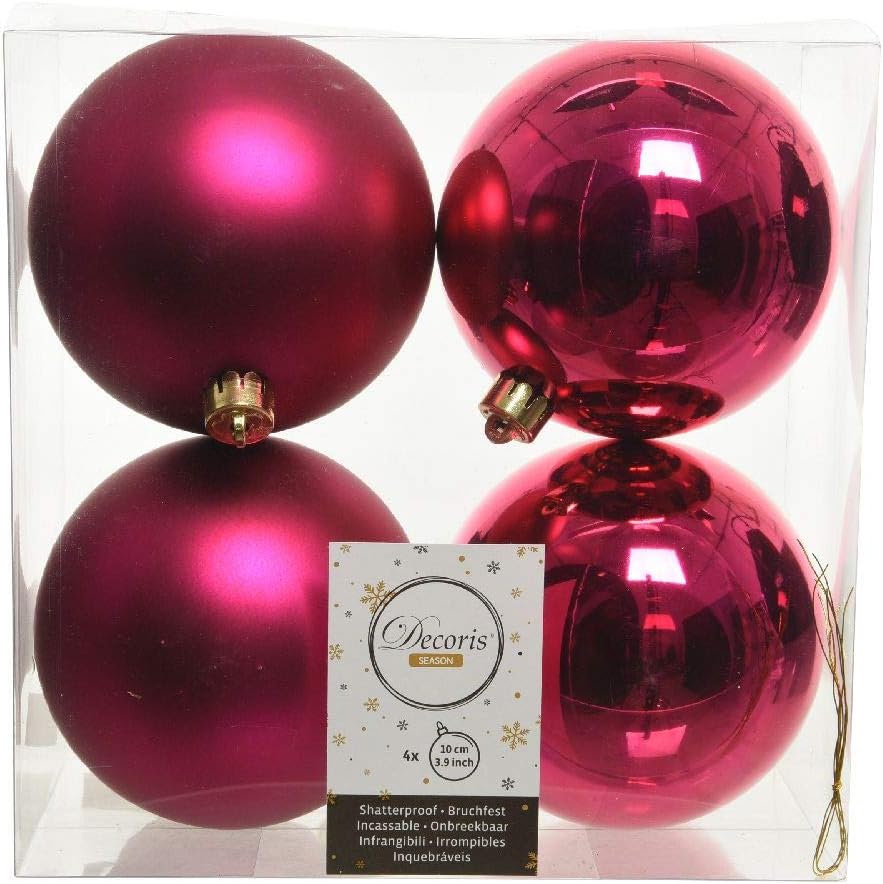 4" Shiny & Matte Shatterproof Ball Ornament Set Of 24