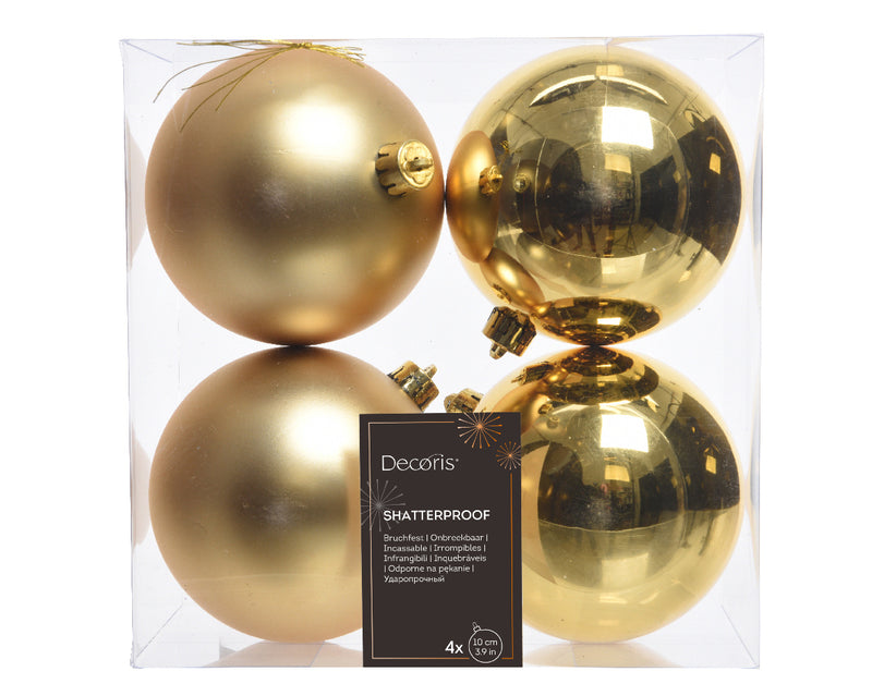 4" Shiny & Matte Shatterproof Ball Ornament Set Of 24