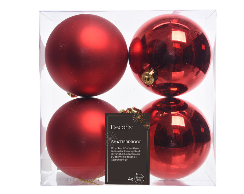 4" Shiny & Matte Shatterproof Ball Ornament Set Of 24