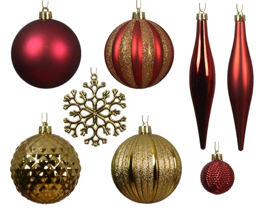 3" Shiny & Matte Shatterproof Ornaments Assorted Set Of 46