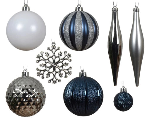 3" Shiny & Matte Shatterproof Ornaments Assorted Set Of 46