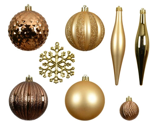 3" Shiny & Matte Shatterproof Ornaments Assorted Set Of 46