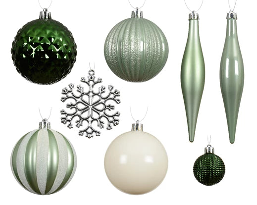 3" Shiny & Matte Shatterproof Ornaments Assorted Set Of 46
