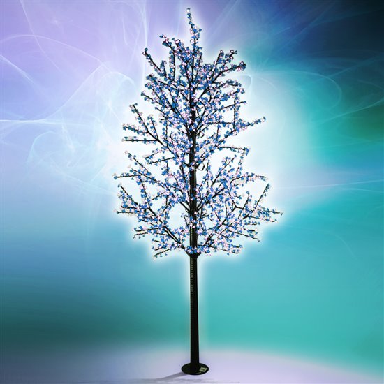 Árbol de cerezo en flor azul y blanco puro con LED dinámico de 13 pies
