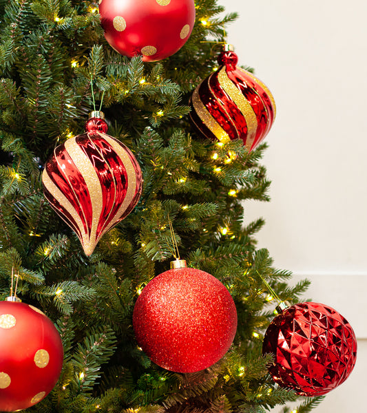 6" Shiny, Matte & Glitter Shatterproof Ball Ornament Set Of 24