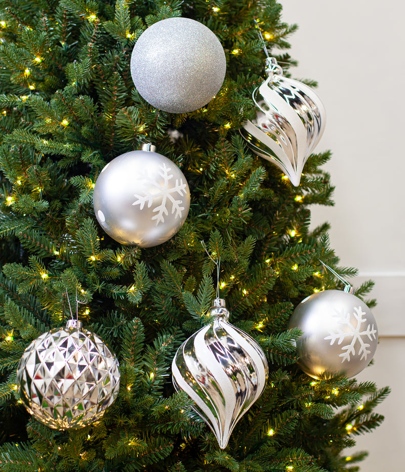 6" Shiny, Matte & Glitter Shatterproof Ball Ornament Set Of 24
