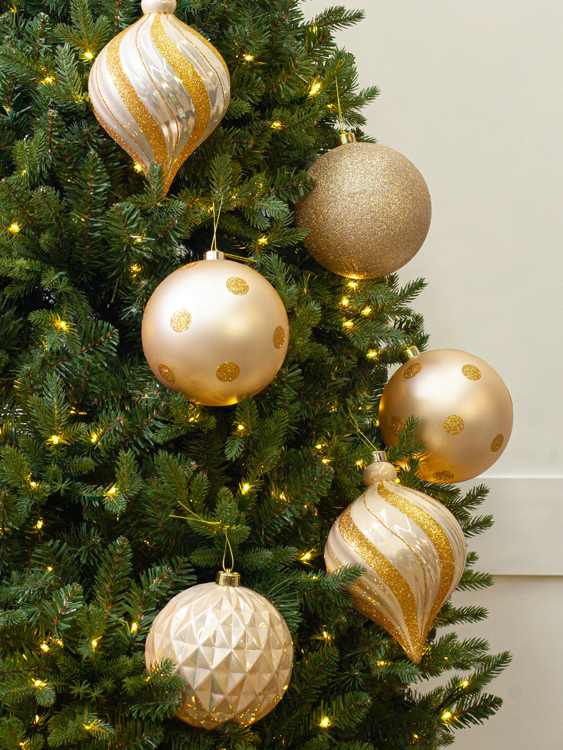 6" Shiny, Matte & Glitter Shatterproof Ball Ornament Set Of 24